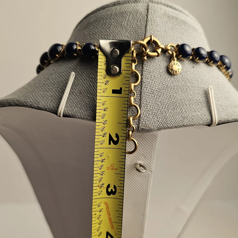 [J. CREW] Gardenia Blue Beaded Chunky Statment Floral Asymmetrical Necklace